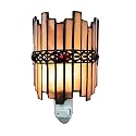 HUIMEIJU Retro Tiffany Glass Night Light, Geometric Pattern Yellow Crown, Birthday Gift, Sleeping Light for Room, Aisle, Bathroom, Kitchen