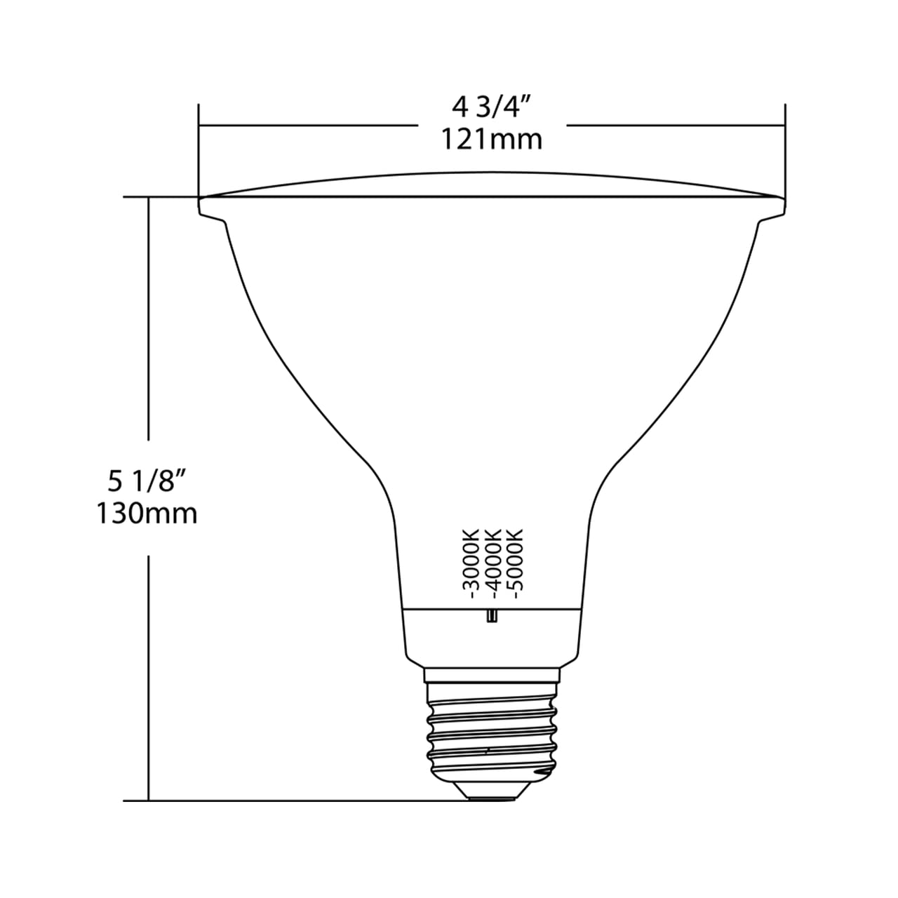 RAB PAR38FA-19-9CCT-40D-DIM LED PAR38 19W Tunable White, Switch 3000K 4000K or 5000K, 90+ CRI, 1800 Lumens, 40 Deg Flood Beam, Replaces 150W Halogens