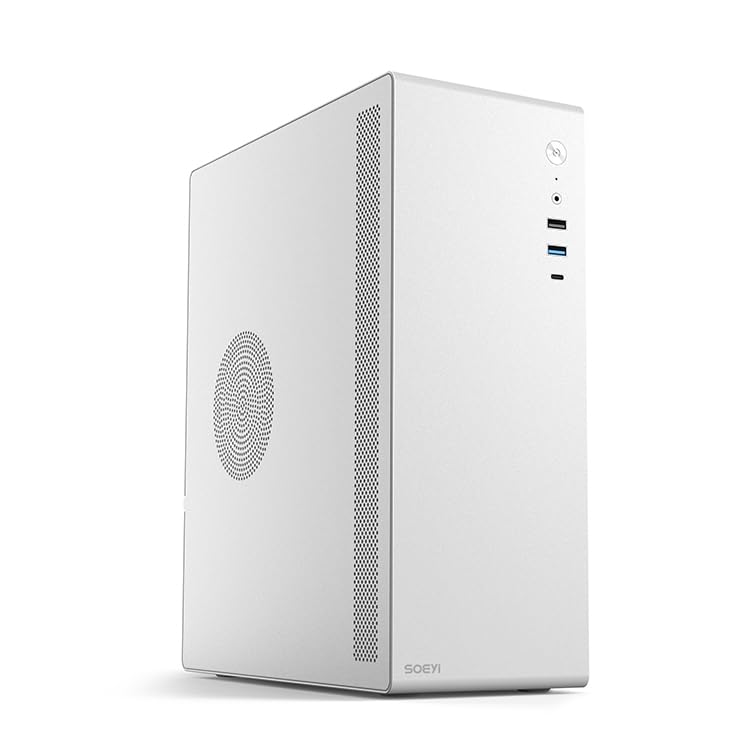 V100 M-ATX/ITX Computer Case,Multifunctional Pc Case, Business Case with Spcc Side Panel, Support 260mm VGA Card 120mm CPU Cooler (White)