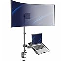 VIVO Extra Tall Desk Mount for up to 49 inch Ultrawide and Tray for up to 17 inch Laptop, Clamp-on Adjustable Stand Holds 44 lb Screens, VESA up