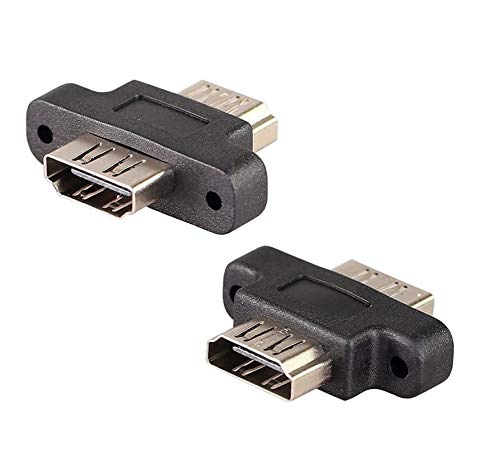 Traodin HDMI Adapter - 2PCS HDMI Female to Female Screw Lock Panel Mount Extension Extender Coupler (with Ears)