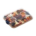 FARBERWARE Build-A-Board Bamboo Cutting Board with Built-in Compartments, Clear Locking Lid & Navy Handles, Ideal for Charcuterie, Snacks & Prep