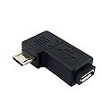 chenyang 2pcs/lot 90 Degree Left Angled Micro USB 2.0 5Pin Male to Female M to F Extension Adapter