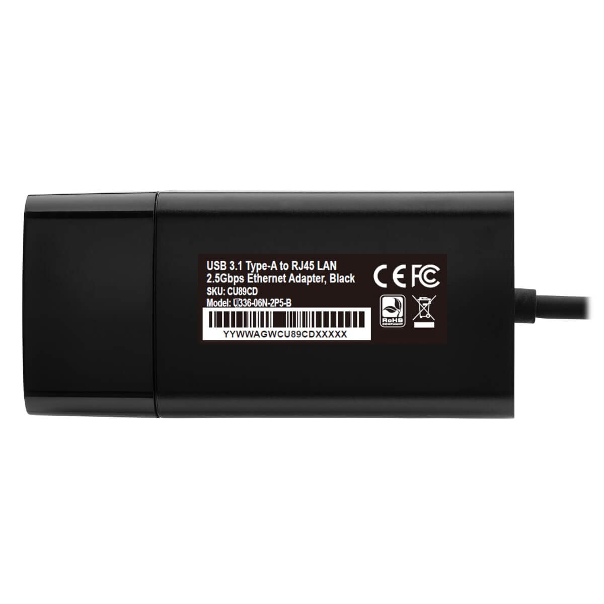 Tripp Lite Ethernet Network Adapter, USB to RJ45 Gigabit Ethernet Converter, USB 3.1 Gen 1, 2.5 Gbps Ethernet, M/F, Black (U336-06N-2P5-B)