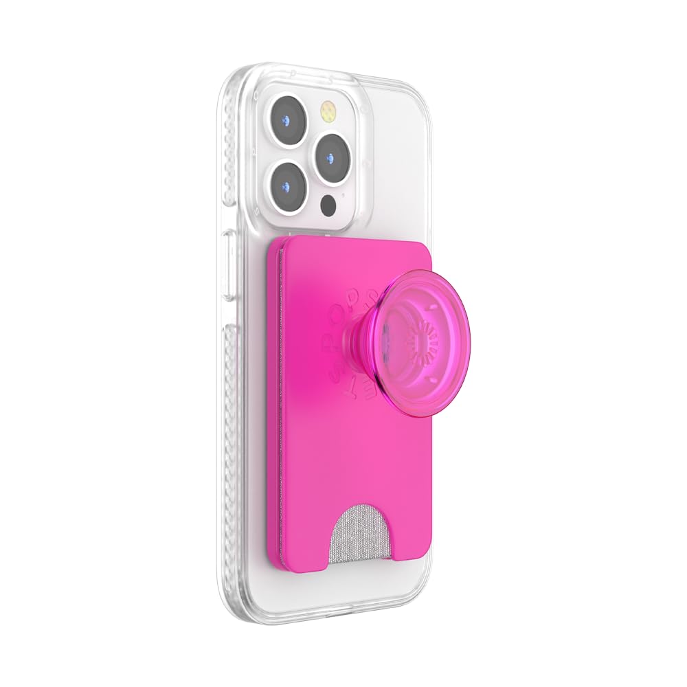 PopSockets Phone Wallet for MagSafe, Phone Card Holder with Grip, Pink - Magenta