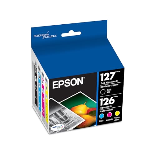 Epson 127 DURABrite Ultra Ink Black & Color Combo Pack for NX-530, 625, WF-3520, 3530, 3540, 545, 60, 630, 633, 635, 645, 7010, 7510, 7520, 840, 845