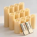 Waterproof Flameless Candles, 12 PC Battery Operated LED Pillar Candles with 2 Remote Controls & Timer, Flickering Indoor Outdoor Candles for Wedding