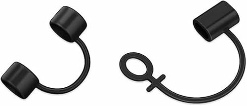 2 Pcs Black Silicone Anti Lost Cover Protections Sleeve Case Cable Converter Holder Strap Tether for Various Charging Adapters Charging Cable Adapter