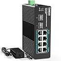 YuanLey 10 Port Industrial Switch with 8 Port PoE Gigabit & 2X SFP Port, Unmanaged PoE Switch with 120W Power Adapter, IEEE802.3af/at, VLAN & RSTP