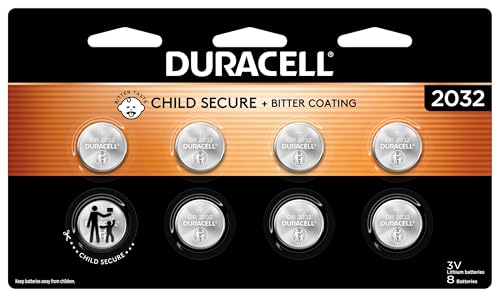Duracell 2032 Lithium Battery, 8 Count (Pack of 1), Compatible with AirTag, Child Safety Features, Key Fob, CR2032 3V Cell