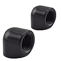 MARRTEUM G1/4" Female to Female 90 Degree Elbow Adapter Extender Connector Fittings for Computer Water Cooling System, Black, 2 Pack