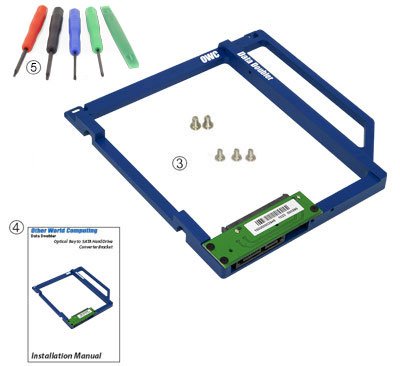 OWC Data Doubler, Optical to SATA HD Converter Bracket Solution for Mac Laptops, (OWCDDAMBS0GB)