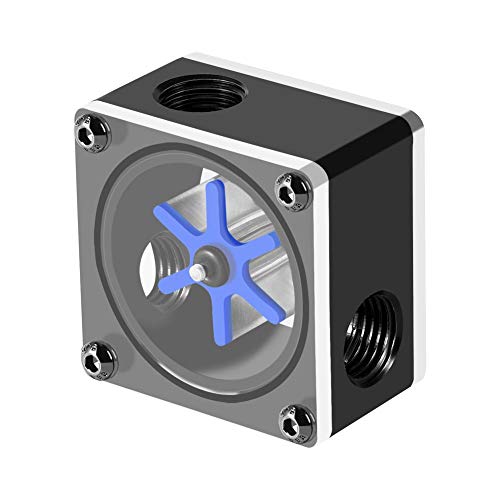 Wendry PC Water Meter Indicator, G1/4 Thread Computer Water Cooling Meter, 6 Impeller 3-Way Meter for PC Water Cooling System