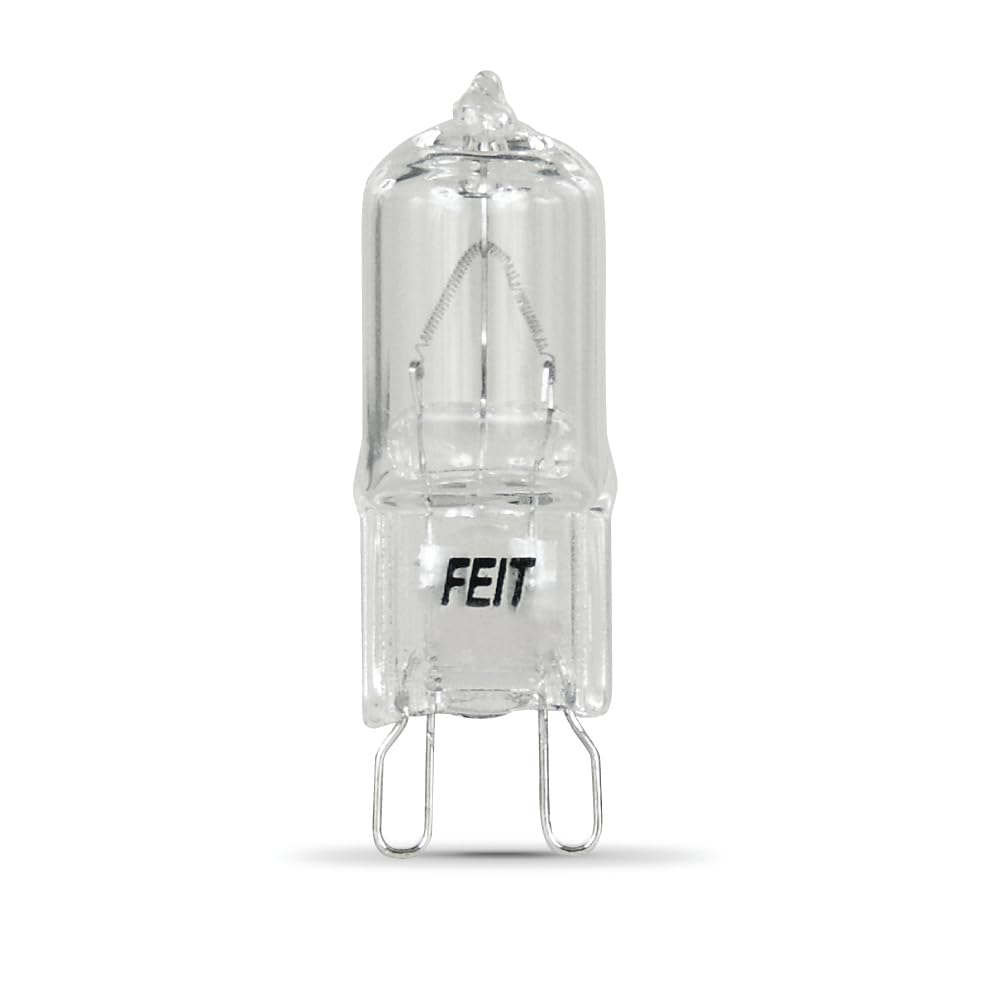 Feit Electric BPQ25/G9 25-Watt T4 JCD Halogen Bulb with Bi-Pin Base, Clear, 3000K Warm White, 1.75" H x 0.5" D (BPQ25/G9/RP)
