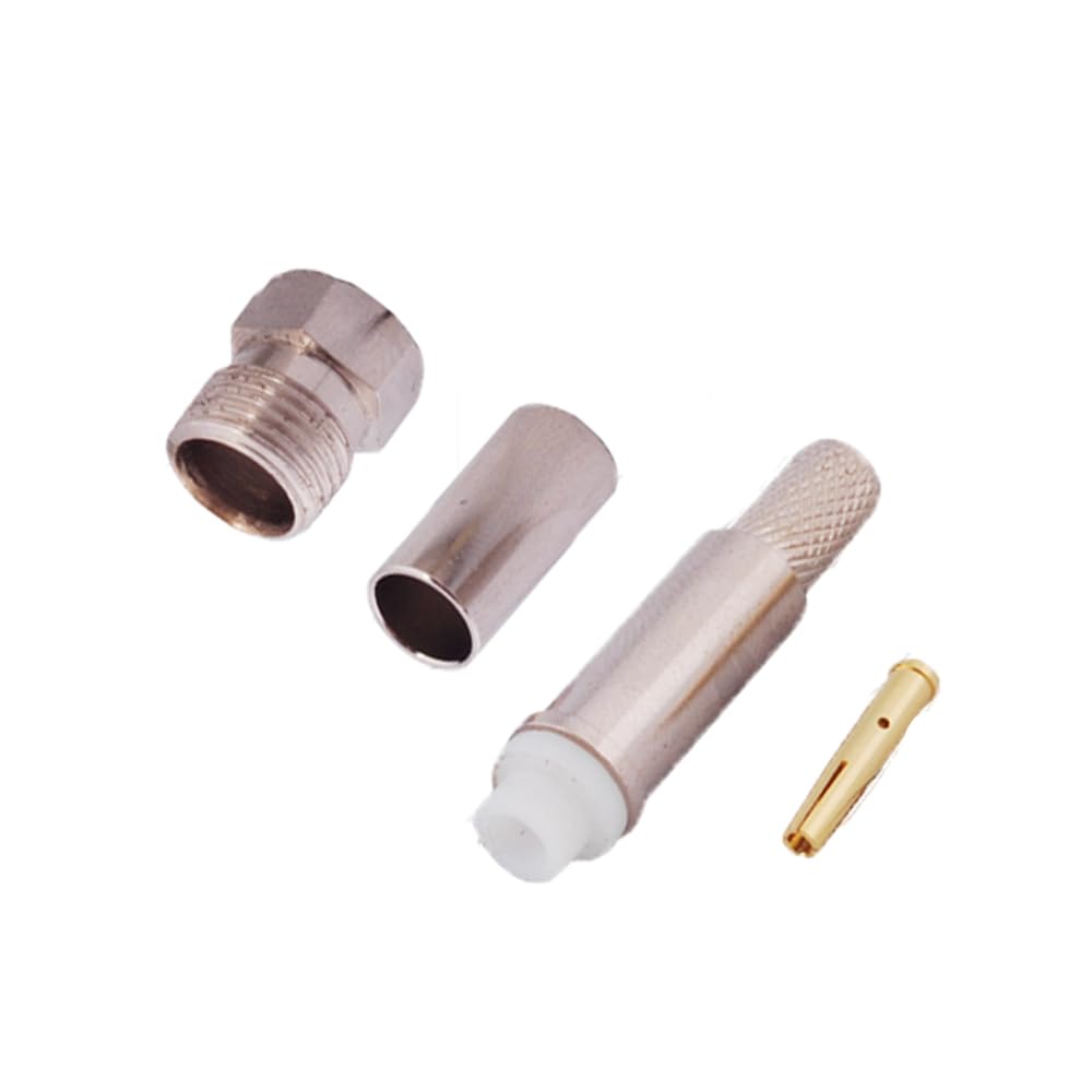 Supmory 5 Pack FME Female Crimp Connectors, Gold, 50 Ohm, Low Loss, Suited for RG58, RG142, rg400, 195 Coaxial Cables