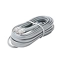 7' FT Cable Data Modular 8 Conductor Silver Cord Satin Gray Flat RJ45 Telephone Line Flat Cord Voice Data with Plug RJ-45 Connector Both End 8P8C