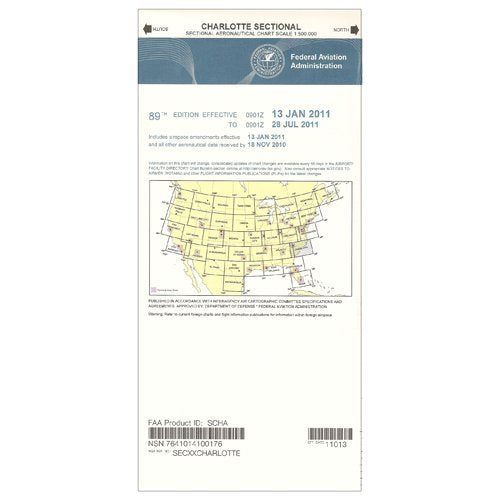 FAA Chart: VFR Sectional Charlotte SCHA (Current Edition)