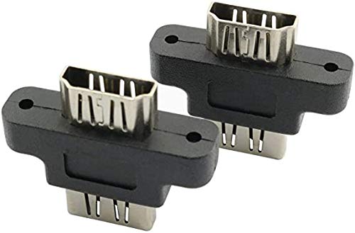 Traodin HDMI Adapter - 2PCS HDMI Female to Female Screw Lock Panel Mount Extension Extender Coupler (with Ears)