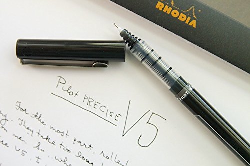 Pilot Precise V5 Stick Liquid Ink Rolling Ball Stick Pens, Extra Fine Point (0.5mm) Black Ink Pens, 4-Pack
