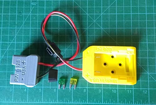 PW-D20F Adapter. Compatible with Power Wheels 12V Vehicle and Compatible with DeWalt D20 Litihium 20V Battery with Fuses USA
