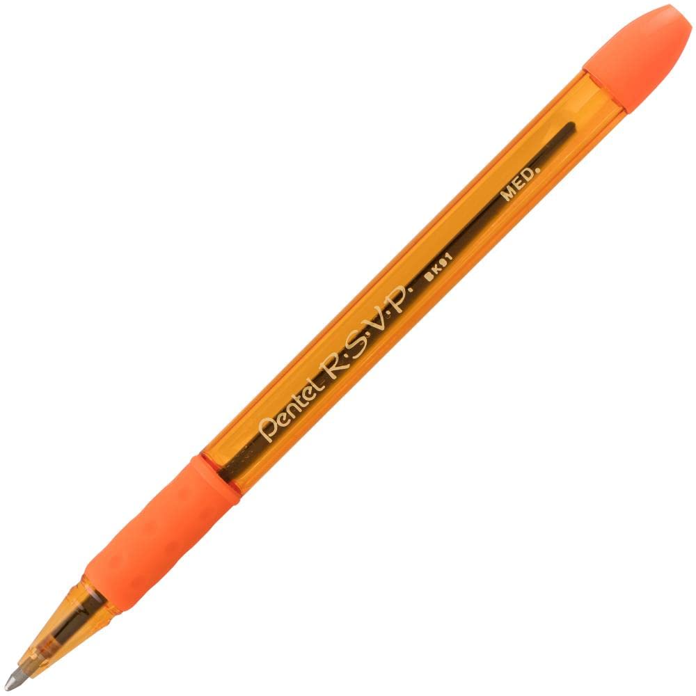 Pentel R.S.V.P. Colors Ballpoint Pen, Medium, Assorted Ink, Pack of 5 (BK91CRBP5M)