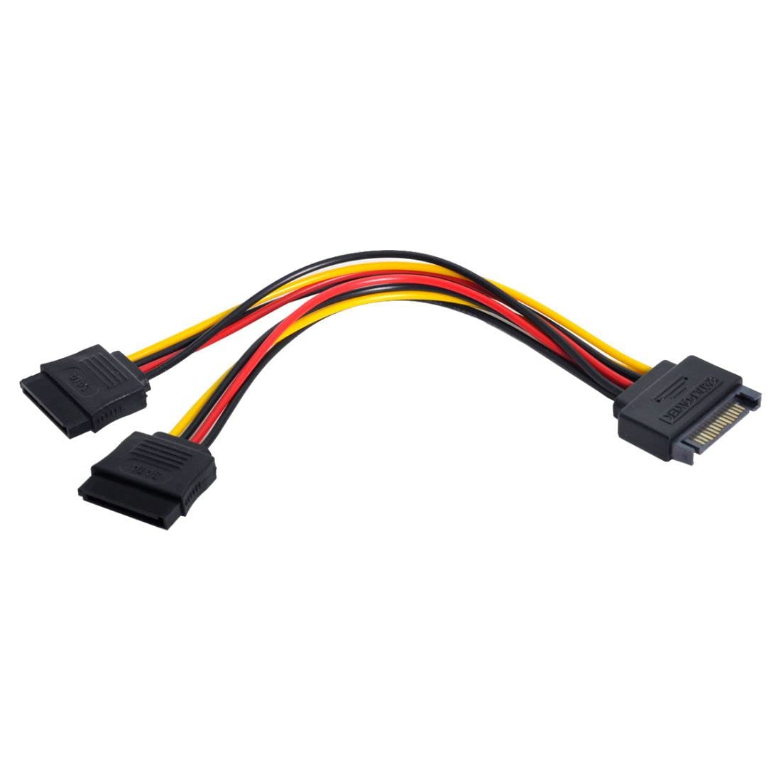 chenyang CY SATA Power Cable,SATA II Hard Disk 15Pin Male 1 to 2 Female Splitter Extension Power Cable for SSD HDD 5V 12V