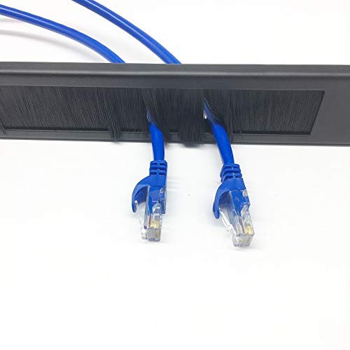 QiaoYoubang 10 Pack 1U Horizontal Rack Mount Cable Management Brush Panel with Cable Entry Brush for 19-Inch Rack Or Cabinet Black (1UCMB1U10PC)
