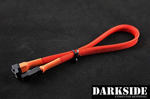 Darkside 30cm (12") SATA 3.0 180° to 90° Data Cable with Latch - Red UV (DS-0078)