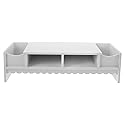 STOBOK Monitor Stand with Drawer Laptop PC Monitor Riser Rack Holder Desk Organizer Tabletop Storage Cabinet Wooden White