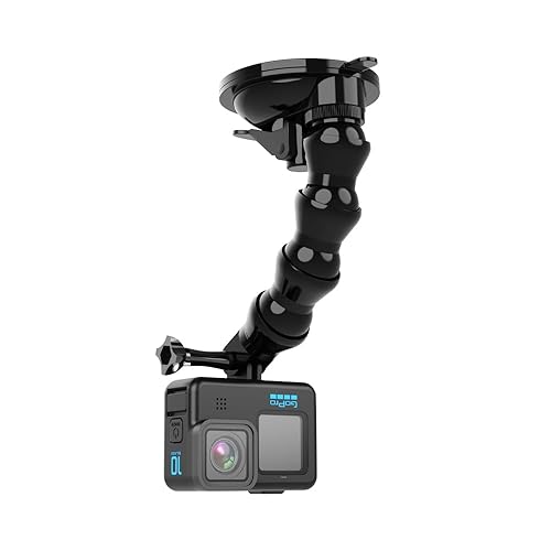 Flexible Gooseneck Extension Suction Cup Car Mount Holder with Phone Holder for Gopro Hero 13/12/11/10, DJI Osmo Action 6/5 Pro/4/3 and More Action