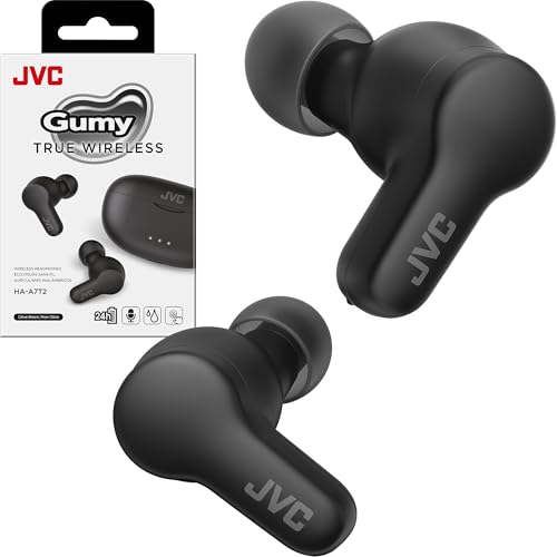 JVC Gumy True Wireless Earbuds, Bluetooth 5.3, Charging Case, 24-Hour Playback, IPX4 Water Resistant, Comfortable Secure Fit with XS/S/M/L Earpieces…