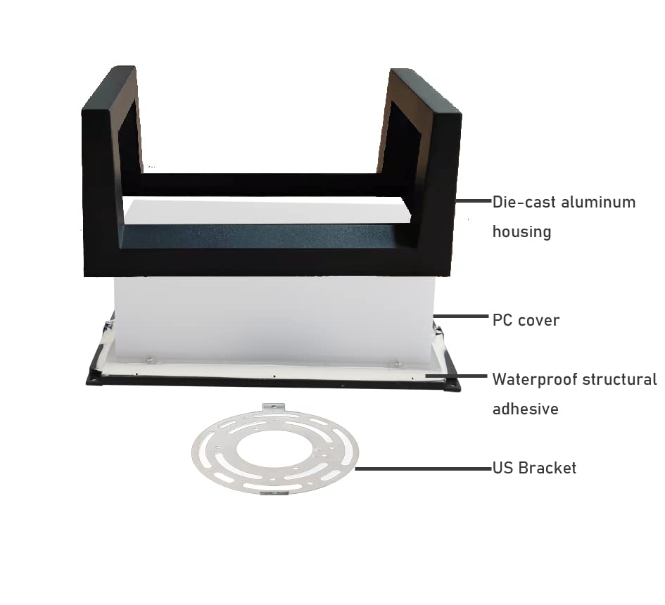 18W Dimmable LED Outdoor Wall Sconce with Remote Control, IP65 Waterproof Exterior Porch Light, 3000K-6500K Adjustable Color Temperature, Black