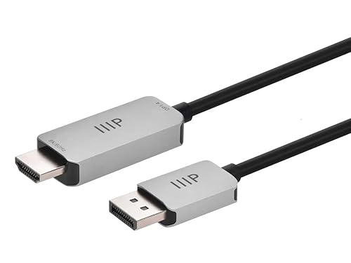 Monoprice DisplayPort 1.4 Cable to 8K HDMI - 8K@60Hz, Up to 32.4Gbps Bandwidth, 32AWG, 6 Feet, Black