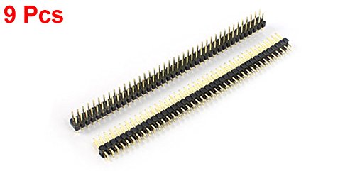 uxcell 9Pcs PBC 2x40Pin 2.54mm Dual Row Straight Male Header Connector Strip