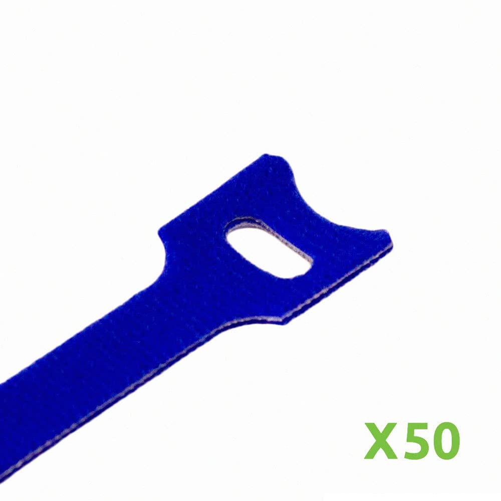 NavePoint 10 Inch Hook and Loop Reusable Strap Cable Cord Wire Ties 50 Pack Blue