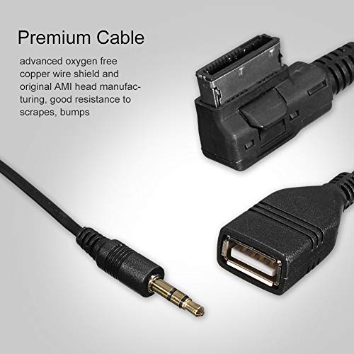 Keenso Audio AMI USB 3.5mm Aux Cable 3.5mm USB Adapter AMI MMI Audio Music Interface Cord Charger Cable for S5 Q5 Q7 A3 A4L A5 (1pc) (1 pc)