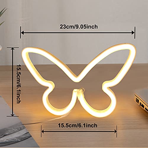 Butterfly Neon Signs Butterfly Decor Neon Lights USB or Battery Powered Indoor Wall Table LED Night Lights for Kids Girls Home Bedroom Room Party