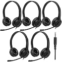 XOSDA Headsets with Microphone 5 Pack Bulk- Noise Canceling Computer Headphones for School, Office, Meetings, Chat, 3.5mm Wired PC Headphones
