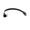 Seadream Angled HDMI 2.0 Male to Male Cable,1Foot Flat Gold Plated High Speed Down Angled HDMI Male to Male Angle Cable 60Hz, 4K 2K Supports Ethernet