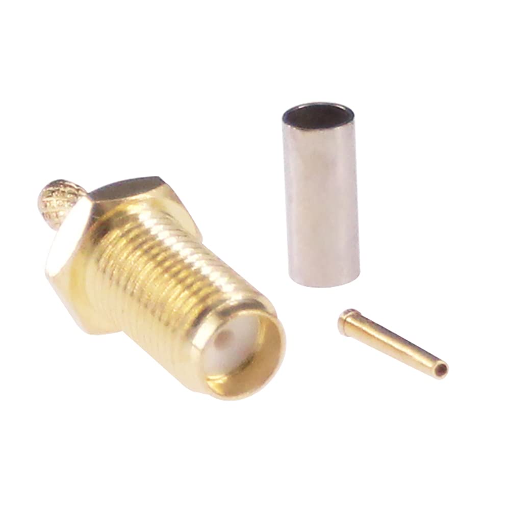 RFaha 15sets SMA Female Bulkhead Crimp Connector Gold-Plated Straight for RG316 RG174 Cable(F54-15)