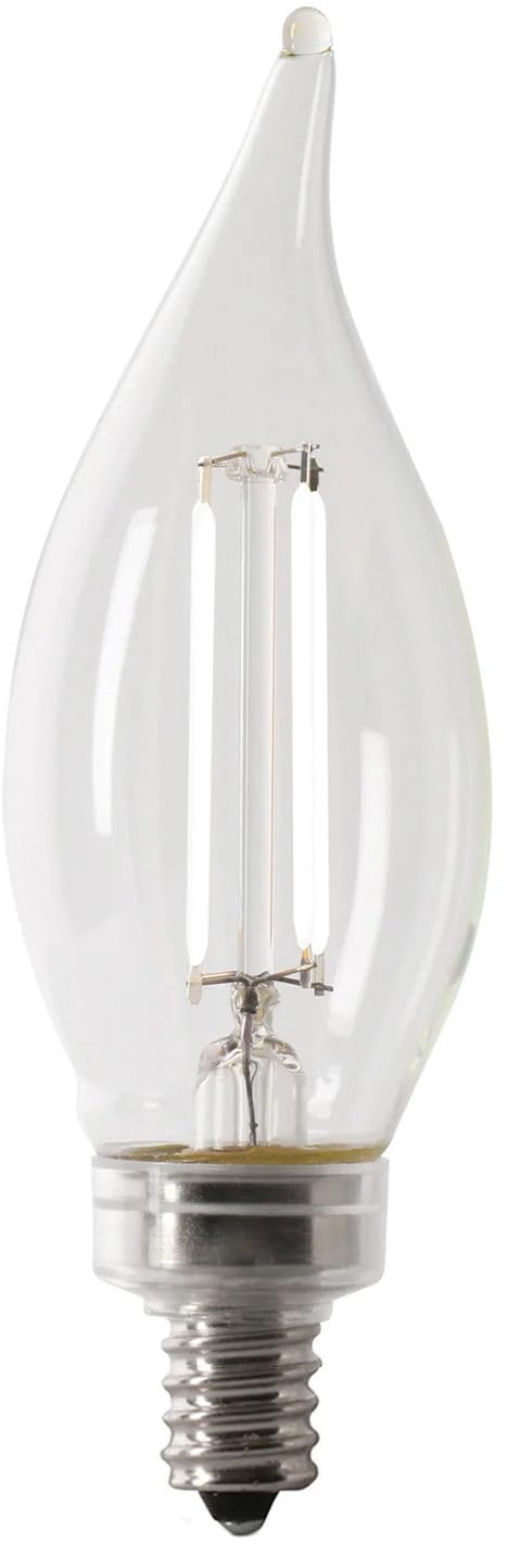 Feit Electric BPCFC40950CAWFIL/4 Daylight Flame Tip Exposed White Filament LED Bulb, Box of 4 Bulbs; 3.3W; 40W Equivalent; E12 Base; 5000K; 90 CRI