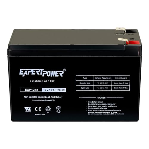 ExpertPower® 12V 7.2AH Sealed Lead Acid (SLA) Rechargeable Battery for Security Alarm System With F2 Terminals || EXP1272