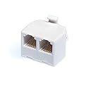 THE CIMPLE CO Duplex Jack Phone Wall Adapter - 3 Pack, White - 2-Way Telephone Splitter (2 Lines) Wall Jack Phone RJ11 Adapter