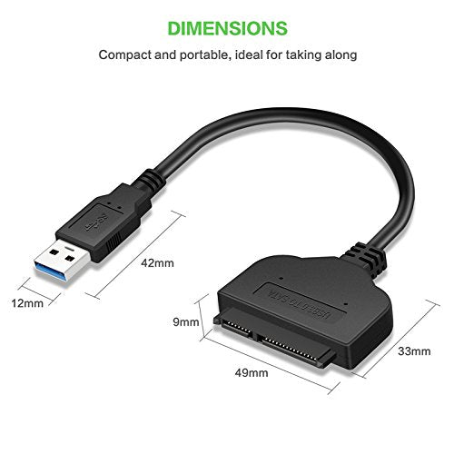 FANTIA USB 3.0 to 2.5” SATA Adapter Cable with UASP Support for 2.5 Inch HDD SSD Hard Drives