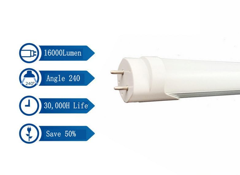 KRLED 4-Pack of T8 LED Light Tube, 4ft, 18W (36W Equivalent), 4000K (Natural White), Double Ended Power, Frost Cover