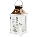 Carson Home Accents Indoor Outdoor Our Father Memorial Sympathy Copper Candle Lantern for Loss of Loved One with Automatic 6 Hour Timer