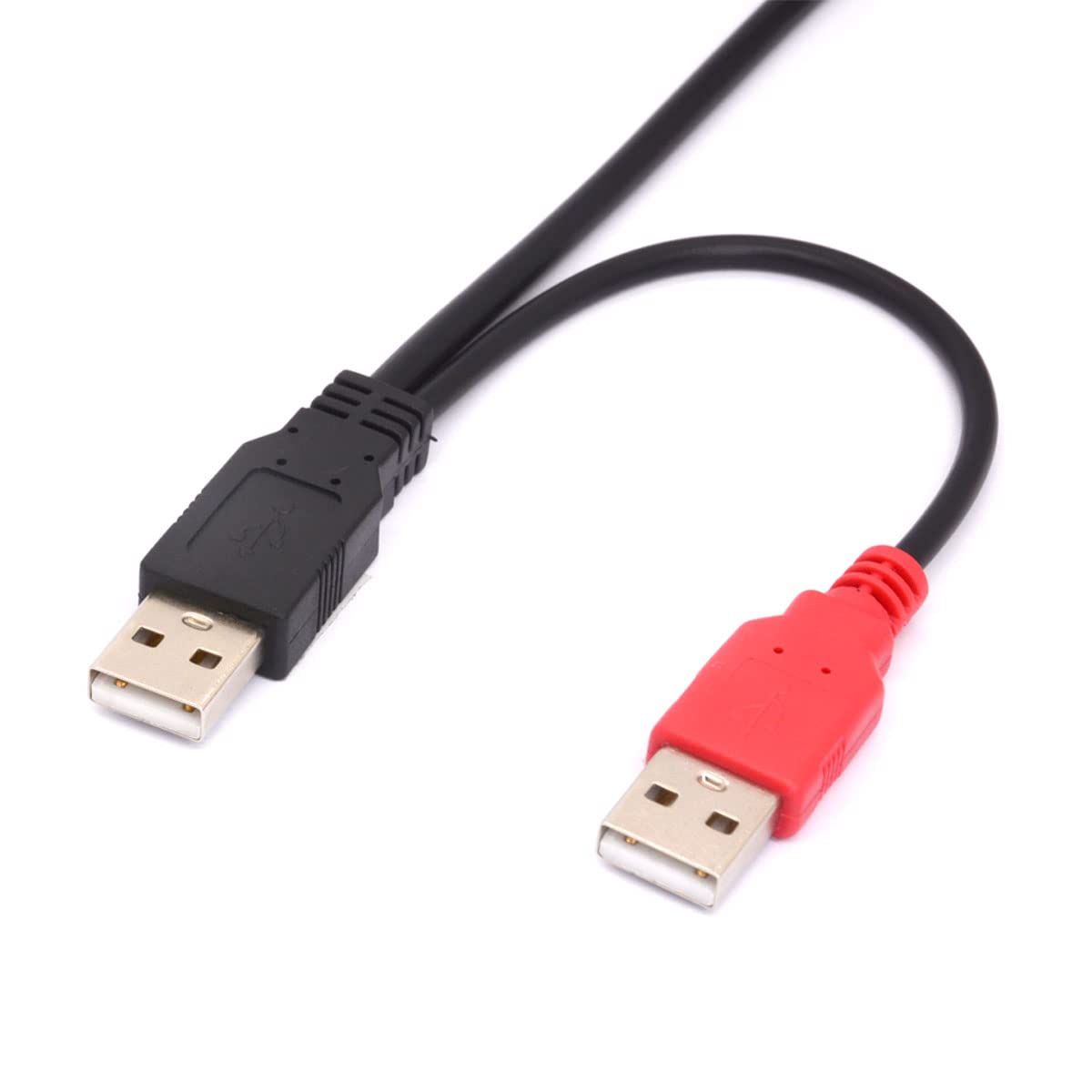 HUHANGGod Mini B USB 2.0 Type A Male to Dual USB 2.0 A Male Y Splitter Cable for Delivers Extra Power to External HDD Hard Disk Drives, DVD, CD