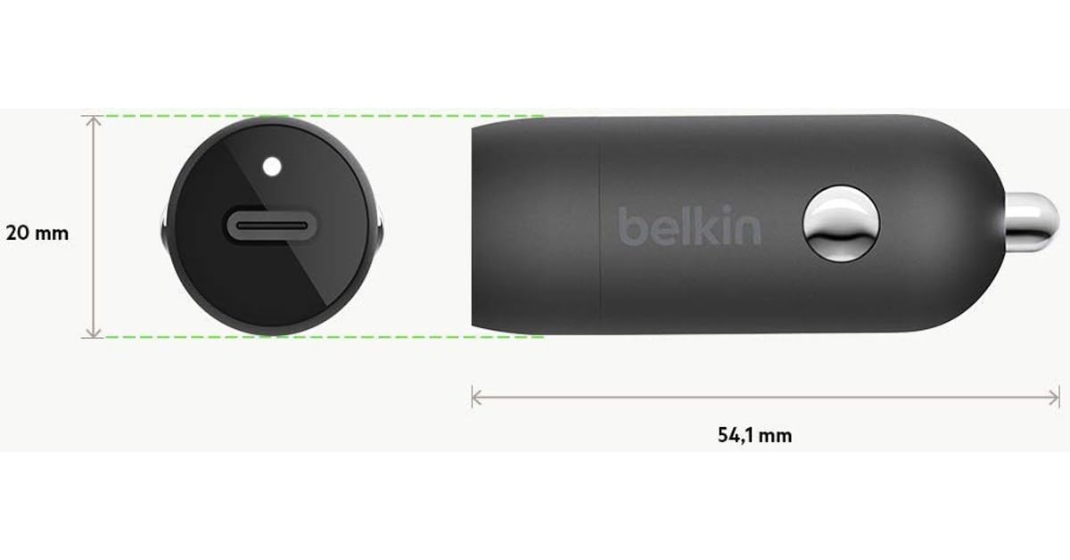 Belkin USB-C Car Charger 18W W/ 4Ft USB-C to Lightning Cable (iPhone Fast Charger for iPhone 11, Pro, Max, XS, Max, XR, X, 8, Plus, iPhone SE 2020)