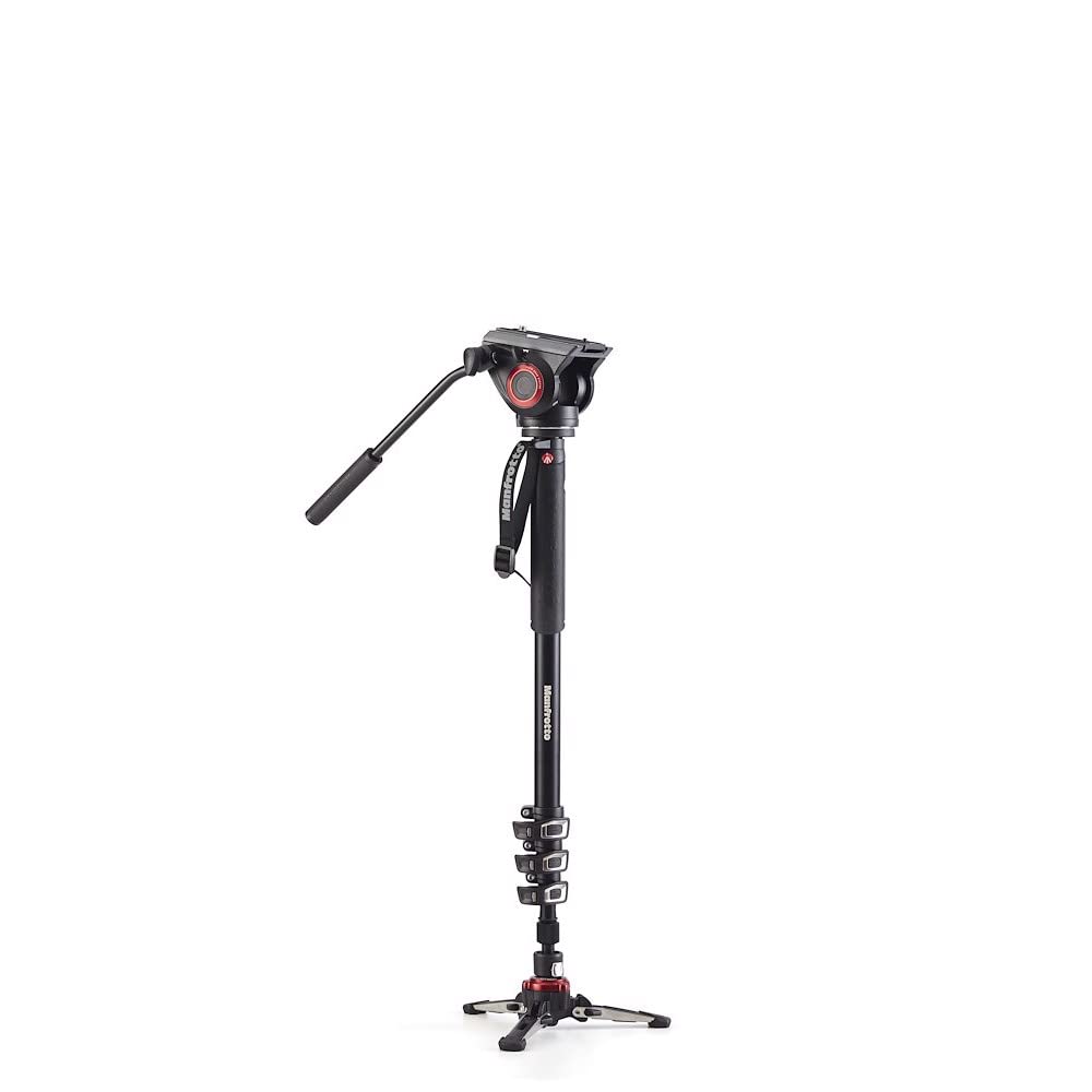 Manfrotto Video Monopod XPRO+, Camera and Video Support Rod with Video Head, 4-Section in Aluminum with Fluid Base, Photography Accessories