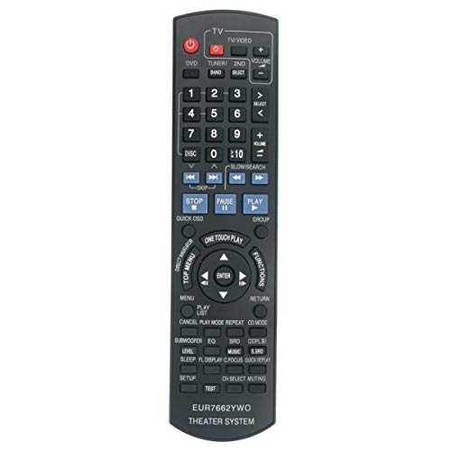 EUR7662YW0 Replacement Remote Control Applicable for Panasonic SC-PT750 SA-PT750P SA-PT750PC SC-PT753 SA-PT753 DVD Home Theater Sound System